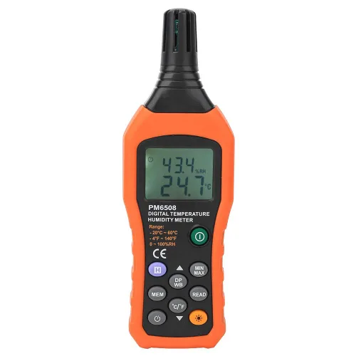 Medidor digital de humedad y temperatura MS6508, termómetro portátil de mano, medidor de humedad, monitor con punto de rocío y bombilla húmeda,