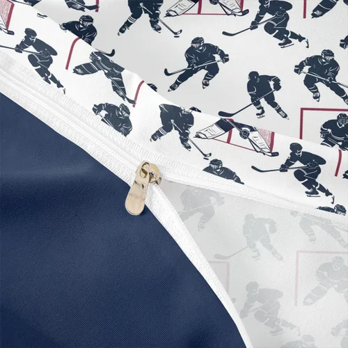 Miniatura 3 de Feelyou Juego de ropa de cama de hockey sobre hielo para niños y niñas, funda de edredón con patrón de eventos deportivos, funda de edredón