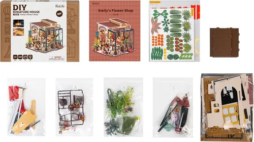 Miniatura 6 de Rolife Kit de Casa en Miniatura DIY Tienda de Flores, Kit de Casa Pequeña para Adultos para Construir, Kit de Fabricación de Mini Casa con Muebles