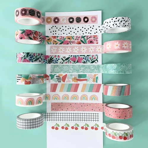 Miniatura 2 de ZYNSHE - Juego de 12 rollos de cinta adhesiva washi de 15 mm de ancho, cinta decorativa linda para diario, álbum de recortes, manualidades, bullet