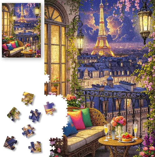 Miniatura 8 de ROSE RAIN Rompecabezas prémium de 1000 piezas para adultos con letras en la parte posterior, tablero grueso HD libre de polvo, colorido, fantasía