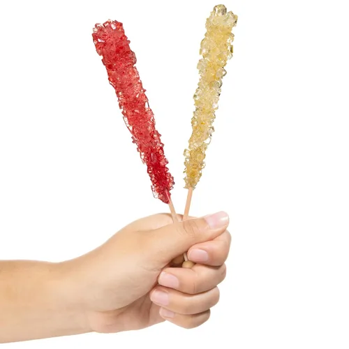 Miniatura 2 de Gold and Red Rock Candy Palitos de azúcar – 12 caramelos dorados y rojos envueltos individualmente – Sabor original de azúcar y fresa