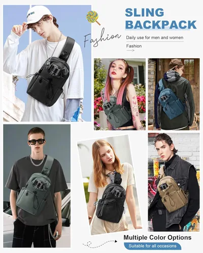 Miniatura 2 de SEAFEW Mochilas tipo bandolera tácticas, Negro, Pequeño, Casual