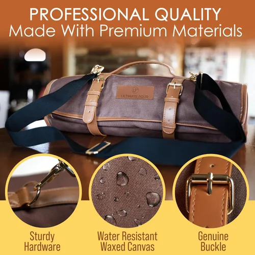Miniatura 5 de Juego profesional de barman con bolsa de viaje y juego de coctelera Juego portátil de barman para mixología con coctelera Boston de 18/28 oz