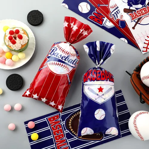 Miniatura 4 de HOTOP 100 bolsas de celofán de béisbol, regalos de fiesta de béisbol, bolsas de regalo de béisbol, bolsas de golosinas de béisbol, bolsas de dulces