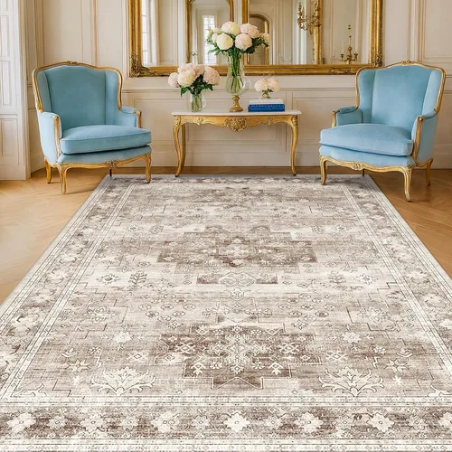 Miniatura 63 de Alfombra Boho Negra para Sala de Estar - Alfombra de Área Lavable de 10x14 Pies, Alfombras de Comedor para Debajo de la Mesa, Alfombra Suave de Pelo
