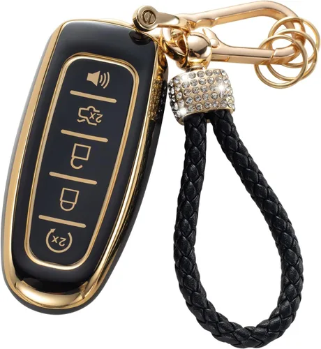Miniatura 13 de Gematay Funda protectora para llavero VW Volkswagen con cordón para llavero, compatible con VW Jetta Golf Polo MK7 Passat Beetle Smart Key Case