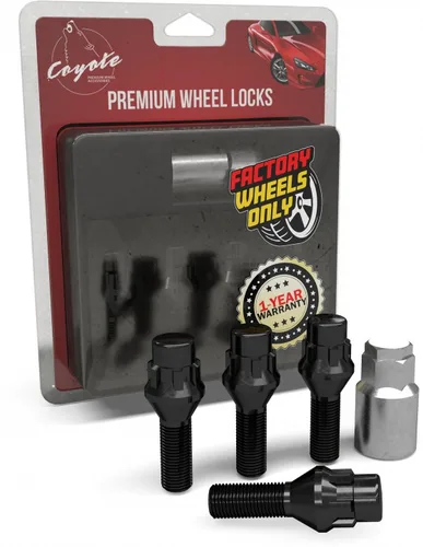 Miniatura 7 de Wheel Accessories Parts 4 cerraduras + llave M12 x 1.25 12 x 1.25 rosca Bellota para asiento con cerradura de perno de asiento con acabado negro