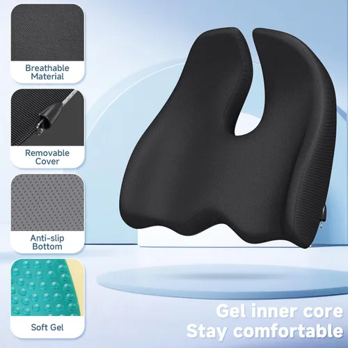 Miniatura 3 de Benazcap Cojín de asiento de memoria extra grande para silla de oficina, cojín ergonómico para aliviar la presión y la ciática