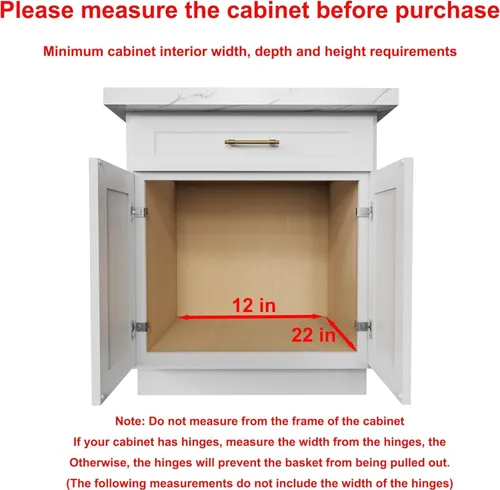 Miniatura 3 de Sikarou Organizador de gabinete extraíble, estante deslizante resistente, cesta de madera y alambre, cajón extraíble para cocina debajo