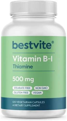 Miniatura 8 de BESTVITE Vitamina B-1 (tiamina) 500 mg (240 cápsulas vegetarianas) (2 x 120) - Sin estearatos - Vegano - Sin carbonato de calcio - Sin OMG - Sin