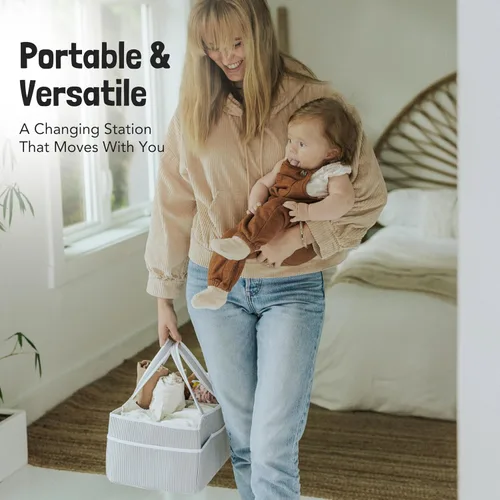 Miniatura 9 de Lily Miles Organizador de pañales para bebé - Bolso tote organizador para artículos esenciales de bebé niña - Cesta de regalo para baby shower