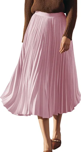 Miniatura 200 de GRACE KARIN - Falda plisada de gasa para mujer, con cintura alta y elástica, vuelo, corte acampanado y longitud por debajo de la rodilla