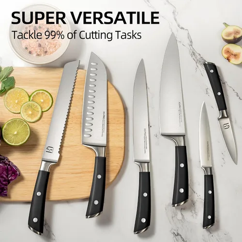 Miniatura 8 de KnifeSaga Juego de cuchillos con bloque, juego de cuchillos de cocina japoneses de 15 piezas ultra afilados, juego de bloques de cuchillos de acero