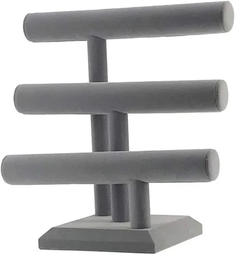 Miniatura 4 de 7TH VELVET Organizador de joyas con 3 niveles, fácil para collares, pulseras y relojes, soporte de mesa, soporte de exhibición de barra en T