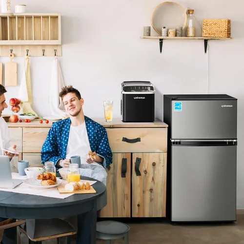 Miniatura 7 de Upstreman Mini refrigerador de 3.1 pies cúbicos con congelador, refrigerador pequeño de doble puerta, artículos esenciales para el dormitorio
