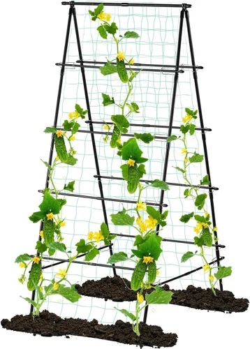 Miniatura 11 de Enrejado de jardín para plantas trepadoras al aire libre, enrejado de pepino de metal para plantas al aire libre, verduras, frutas, flores, vides