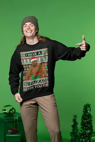 Miniatura 6 de I have a Big Package Meme Barry Wood - Suéter de Navidad feo unisex con cuello redondo