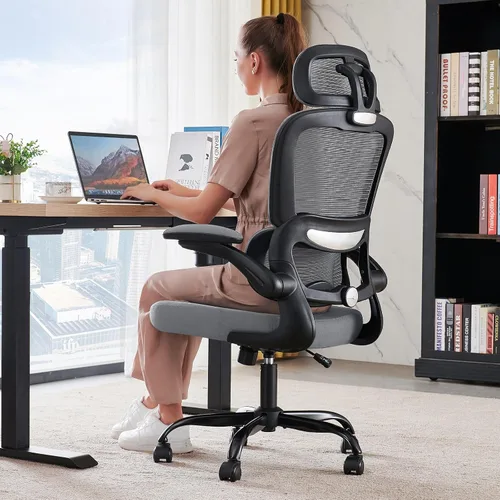 Miniatura 12 de TRALT Silla de oficina ergonómica, silla de escritorio de malla para el hogar de 330 libras, sillas de escritorio de oficina con ruedas, cómodas