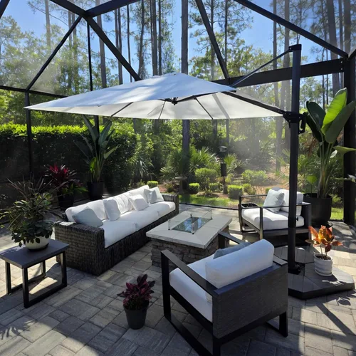 Miniatura 100 de PURPLE LEAF Sombrilla de Patio de 8 Pies para Exteriores Sombrilla Cantilever Cuadrada de Aluminio Sombrilla Offset con Rotación de 360 Grados
