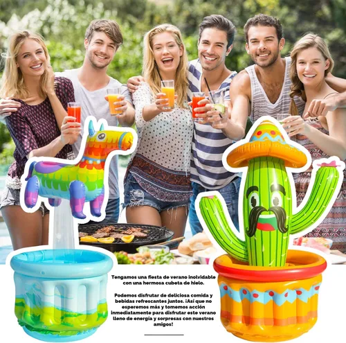 Miniatura 4 de PARENTSWELL Enfriador de bebidas de 47.5 pulgadas para fiestas, paquete de 2 cubos inflables de cactus para barbacoa, suministros de despedida