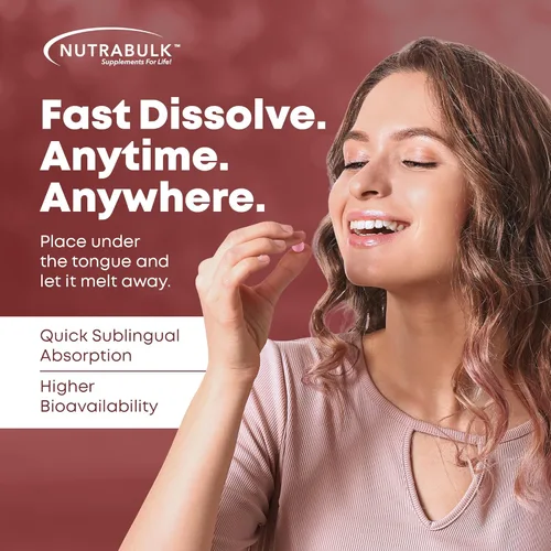 Miniatura 3 de NutraBulk Vitamina B12 Pastillas de disolución rápida de 2500 mcg - Sublingual B-12 con sabor a cereza - Suplemento de vitaminas B12