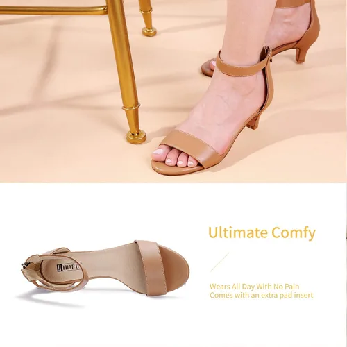 Miniatura 3 de IDIFU Kitten Heels for Women IN2 Low Heels Open Toe Ankle Strap Heeled Sandals Wedding Bridal Evening Prom Party Dress Shoes Womens Heels With Zipper