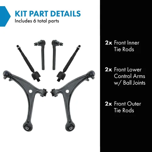 Miniatura 3 de TRQ Kit de dirección delantera y suspensión brazo de control con barra de acoplamiento de rótula compatible con Honda Odyssey 2005-2006