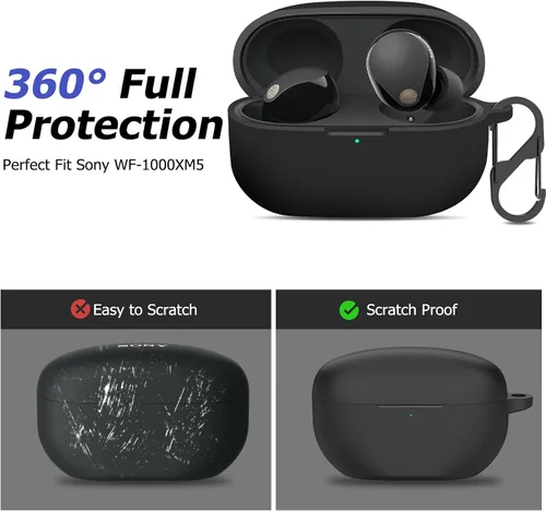 Miniatura 3 de Funda compatible con Sony WF-1000XM5, funda protectora de silicona para auriculares inalámbricos Sony XM5, LED frontal visible (negro)