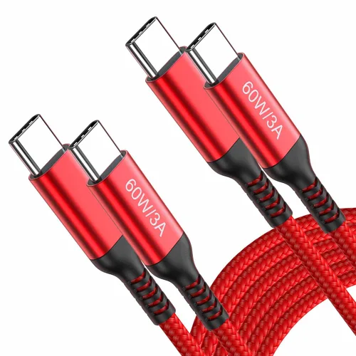 Miniatura 9 de Cables USB C a USB C de 60 W (paquete de 2 de 6.6 pies), cable tipo C a tipo C, cable de carga rápida compatible con iPhone 15, MacBook Pro/Air