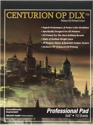 Miniatura 10 de Centurion Almohadilla de lino imprimada al óleo de lujo de 12 x 16 pulgadas, 10 hojas por bloc – 11 oz. Sin páginas que se corren, ligera, fácil