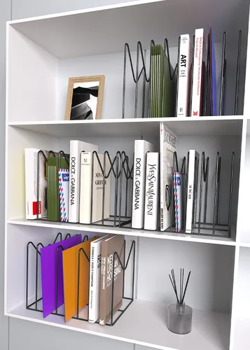 Miniatura 4 de 2 juegos de organizadores de archivos para escritorio, organizador clasificador de archivos, soporte de carpetas de archivos/estante/soporte