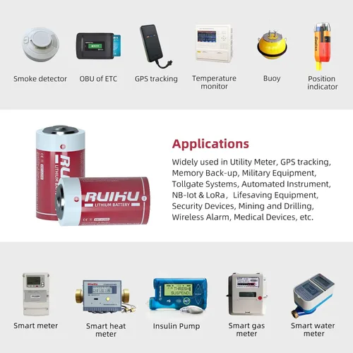 Miniatura 5 de Paquete de 8 baterías de litio ER14250 LS14250 de 3.6 V, 1/2AA tamaño 1200 mAh batería de cloruro de tionilo de litio (Li-SOCl2) certificado