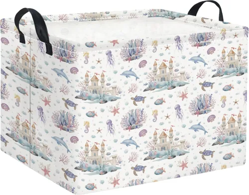 Miniatura 26 de Cesta rectangular de almacenamiento para niños, cesta de almacenamiento para bebés con asas para la cocina del hogar, lindo organizador de juguetes