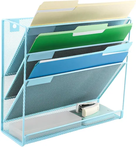 Miniatura 18 de EASEPRES Organizador de Archivos de Escritorio de Malla de 4 Niveles, Soporte de Organización de Documentos Colgante para Montaje en Pared, Estante