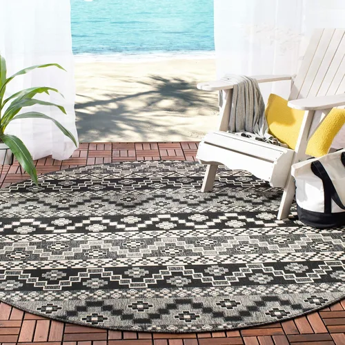 Miniatura 7 de SAFAVIEH Alfombra lavable para exteriores, colección Veranda – Alfombra de pasillo de 2.3 x 6 pies, color azul y crema, no desprende pelusa y fácil