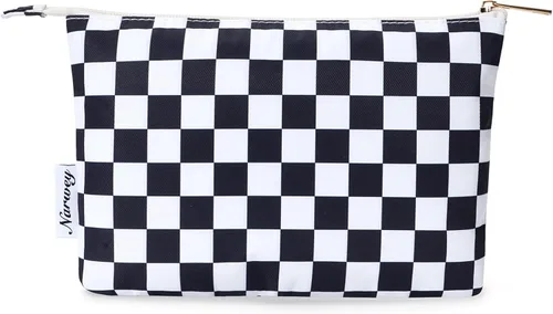 Miniatura 15 de Narwey Bolsa de Maquillaje Grande para Bolso de Cuero Vegano de Viaje Bolsa de Cosméticos con Cremallera para Mujeres, A-Negro