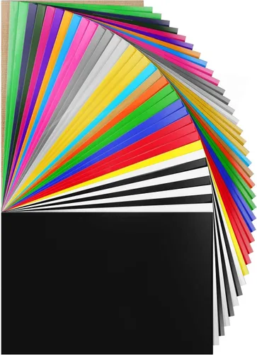 Paquete de 37 láminas de vinilo de transferencia de calor HTV de 12 x 10 pulgadas, vinilo para planchar para Cricut y máquina de prensa de calor,