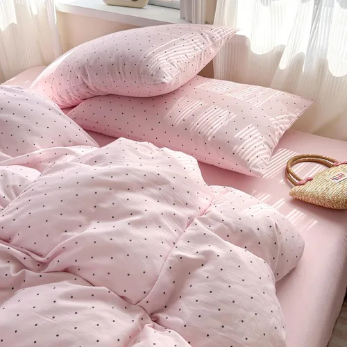 Miniatura 7 de Polka Dot Twin XL Duvet Cover Pink Zipper Twin XL Comforter Cover Cotton Double Gauze Cute Soft Duvet Cover Set with 2 Pillowcases Boho Girls