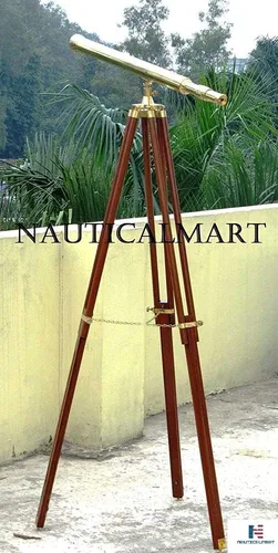 Miniatura 2 de Telescopio Harbormaster de latón con revestimiento transparente de 40 pulgadas en un trípode de caoba con montaje estándar