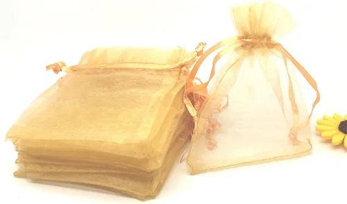 Bolsas de regalo de organza con cordón, para recuerdos de boda, dulces, 100 unidades de 10 x 15 cm