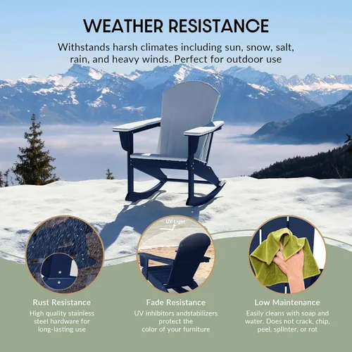Miniatura 177 de WestinTrends Silla mecedora Malibu de poliéster para exterior/patio Adirondack, Negra