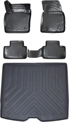 Juego de alfombrillas y revestimiento de carga para Volvo XC40 2018-2024 | Revestimiento de suelo de TPE negro para todo tipo de clima, para 1ª y 2ª