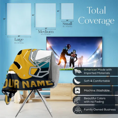 Miniatura 71 de Manta personalizada para fanáticos del fútbol americano – Se envía al día siguiente – Hecha en Estados Unidos – Manta de vellón personalizada