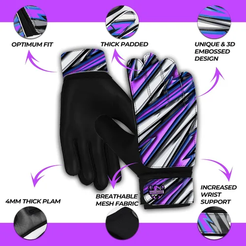 Miniatura 2 de FIGHTSENSE Guantes de portero de fútbol para niños y jóvenes, guantes de portero de fútbol, palma de látex de 4 mm, transpirable, antideslizante