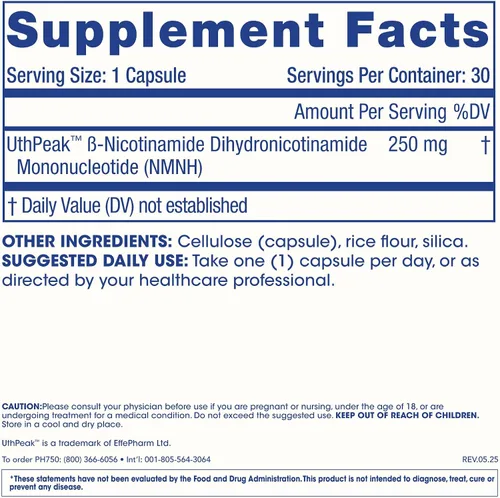 Miniatura 6 de NMNH puro (mononucleótido de dihidronicinamida) 250 mg 30 cápsulas Optimizador NAD+ Probado en laboratorio triple de terceros