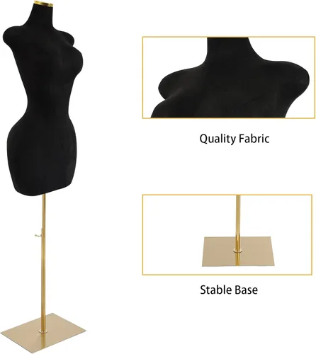 Miniatura 5 de Torso de maniquí femenino Forma de vestido de cuerpo ajustable Forma de vestido M-annequin para coser Altura ajustable de 59-83 pulgadas