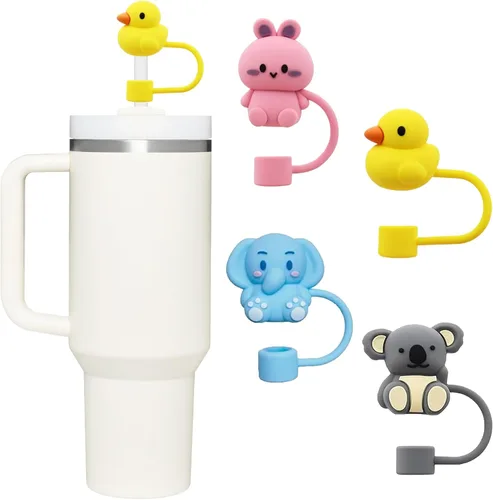Miniatura 29 de Conjunto de accesorios para taza Stanley, incluye 2 piezas de cubierta de pajita de 0.4 pulgadas, 1 tapón antiderrame de silicona, 1 lindo encanto