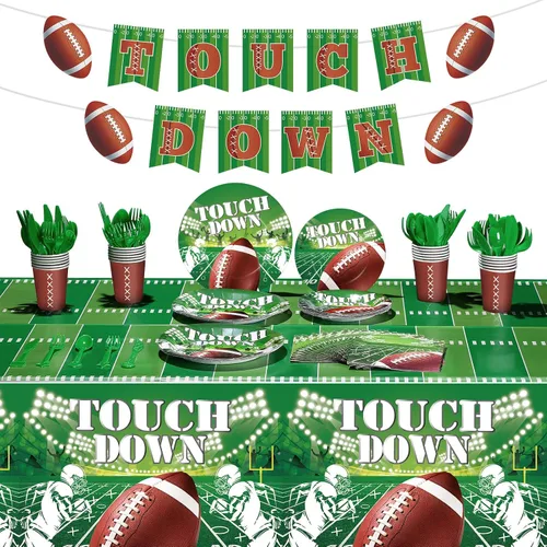 Juego de 172 piezas de suministros de fiesta de fútbol, decoración de fiesta de fútbol, juego deportivo, decoración de cumpleaños, platos de papel