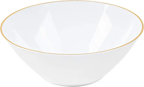 Miniatura 3 de [6 onzas, 40 unidades] Tazones de postre de plástico blanco orgánico para fiesta cuenco de helado con borde dorado Premium pesado elegante vajilla